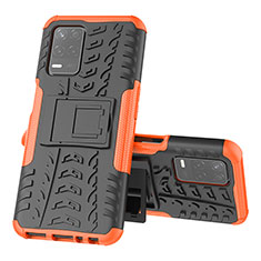 Funda Bumper Silicona y Plastico Mate Carcasa con Soporte JX1 para Realme 9 5G India Naranja