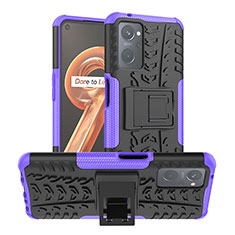 Funda Bumper Silicona y Plastico Mate Carcasa con Soporte JX1 para Realme 9i 4G Morado