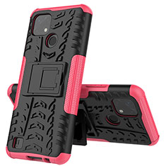 Funda Bumper Silicona y Plastico Mate Carcasa con Soporte JX1 para Realme C11 (2021) Rosa Roja