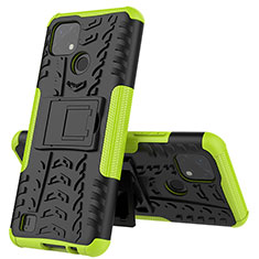 Funda Bumper Silicona y Plastico Mate Carcasa con Soporte JX1 para Realme C11 (2021) Verde