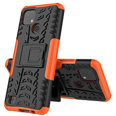 Funda Bumper Silicona y Plastico Mate Carcasa con Soporte JX1 para Realme C20 Naranja