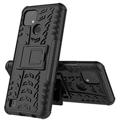 Funda Bumper Silicona y Plastico Mate Carcasa con Soporte JX1 para Realme C21 Negro