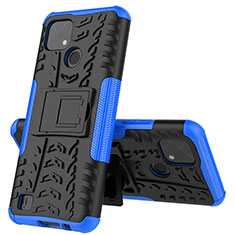 Funda Bumper Silicona y Plastico Mate Carcasa con Soporte JX1 para Realme Narzo 50i Azul