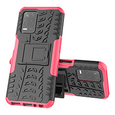 Funda Bumper Silicona y Plastico Mate Carcasa con Soporte JX1 para Realme Q3i 5G Rosa Roja