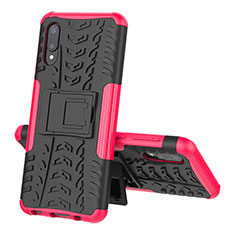 Funda Bumper Silicona y Plastico Mate Carcasa con Soporte JX1 para Samsung Galaxy A02 Rosa Roja