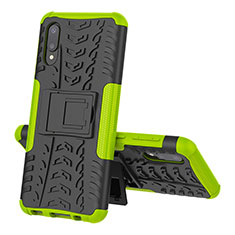 Funda Bumper Silicona y Plastico Mate Carcasa con Soporte JX1 para Samsung Galaxy A02 Verde