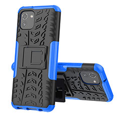 Funda Bumper Silicona y Plastico Mate Carcasa con Soporte JX1 para Samsung Galaxy A03 Azul