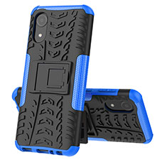 Funda Bumper Silicona y Plastico Mate Carcasa con Soporte JX1 para Samsung Galaxy A03 Core Azul