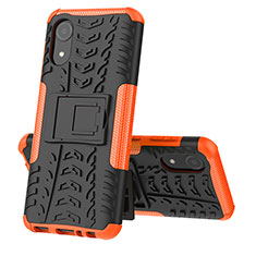 Funda Bumper Silicona y Plastico Mate Carcasa con Soporte JX1 para Samsung Galaxy A03 Core Naranja