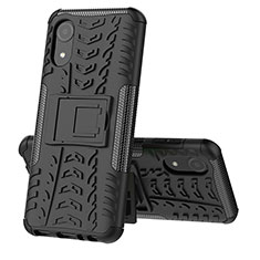 Funda Bumper Silicona y Plastico Mate Carcasa con Soporte JX1 para Samsung Galaxy A03 Core Negro