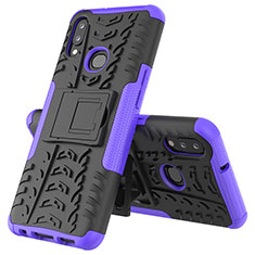 Funda Bumper Silicona y Plastico Mate Carcasa con Soporte JX1 para Samsung Galaxy A10s Morado