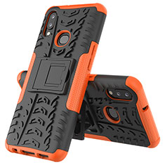 Funda Bumper Silicona y Plastico Mate Carcasa con Soporte JX1 para Samsung Galaxy A10s Naranja