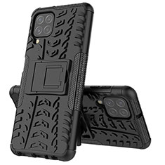 Funda Bumper Silicona y Plastico Mate Carcasa con Soporte JX1 para Samsung Galaxy A22 4G Negro