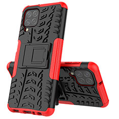 Funda Bumper Silicona y Plastico Mate Carcasa con Soporte JX1 para Samsung Galaxy A22 4G Rojo