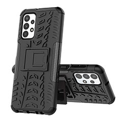 Funda Bumper Silicona y Plastico Mate Carcasa con Soporte JX1 para Samsung Galaxy A23 4G Negro