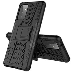 Funda Bumper Silicona y Plastico Mate Carcasa con Soporte JX1 para Samsung Galaxy A72 4G Negro