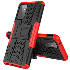 Funda Bumper Silicona y Plastico Mate Carcasa con Soporte JX1 para Samsung Galaxy A72 4G Rojo