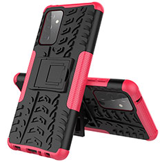 Funda Bumper Silicona y Plastico Mate Carcasa con Soporte JX1 para Samsung Galaxy A72 4G Rosa Roja