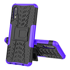 Funda Bumper Silicona y Plastico Mate Carcasa con Soporte JX1 para Samsung Galaxy M02 Morado