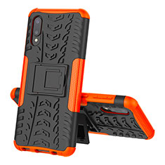 Funda Bumper Silicona y Plastico Mate Carcasa con Soporte JX1 para Samsung Galaxy M02 Naranja