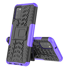 Funda Bumper Silicona y Plastico Mate Carcasa con Soporte JX1 para Samsung Galaxy M02s Morado