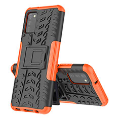 Funda Bumper Silicona y Plastico Mate Carcasa con Soporte JX1 para Samsung Galaxy M02s Naranja