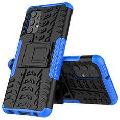 Funda Bumper Silicona y Plastico Mate Carcasa con Soporte JX1 para Samsung Galaxy M32 5G Azul