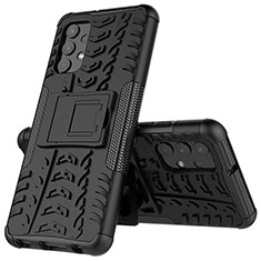 Funda Bumper Silicona y Plastico Mate Carcasa con Soporte JX1 para Samsung Galaxy M32 5G Negro