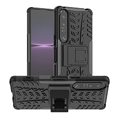 Funda Bumper Silicona y Plastico Mate Carcasa con Soporte JX1 para Sony Xperia 1 IV Negro