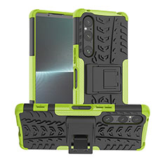 Funda Bumper Silicona y Plastico Mate Carcasa con Soporte JX1 para Sony Xperia 1 V Verde