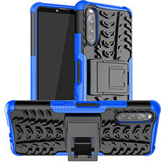 Funda Bumper Silicona y Plastico Mate Carcasa con Soporte JX1 para Sony Xperia 10 III Lite Azul