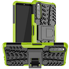 Funda Bumper Silicona y Plastico Mate Carcasa con Soporte JX1 para Sony Xperia 10 III SO-52B Verde