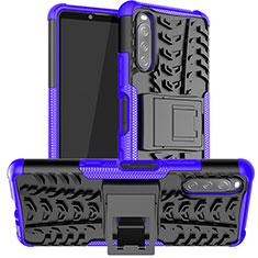 Funda Bumper Silicona y Plastico Mate Carcasa con Soporte JX1 para Sony Xperia 10 III SOG04 Morado