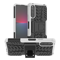 Funda Bumper Silicona y Plastico Mate Carcasa con Soporte JX1 para Sony Xperia 10 IV SO-52C Plata