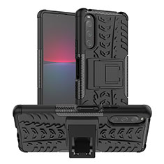 Funda Bumper Silicona y Plastico Mate Carcasa con Soporte JX1 para Sony Xperia 10 IV SOG07 Negro