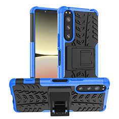 Funda Bumper Silicona y Plastico Mate Carcasa con Soporte JX1 para Sony Xperia 5 IV Azul