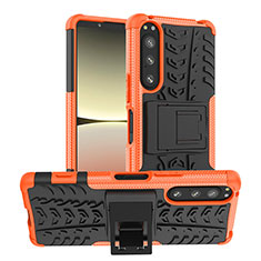 Funda Bumper Silicona y Plastico Mate Carcasa con Soporte JX1 para Sony Xperia 5 IV Naranja