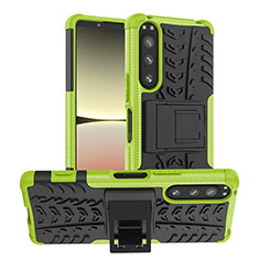 Funda Bumper Silicona y Plastico Mate Carcasa con Soporte JX1 para Sony Xperia 5 IV Verde