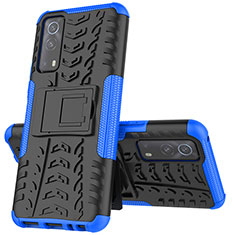 Funda Bumper Silicona y Plastico Mate Carcasa con Soporte JX1 para Vivo iQOO Z3 5G Azul