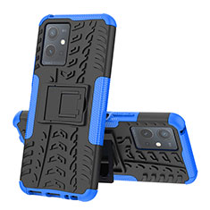 Funda Bumper Silicona y Plastico Mate Carcasa con Soporte JX1 para Vivo T1 5G India Azul