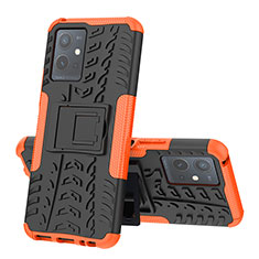 Funda Bumper Silicona y Plastico Mate Carcasa con Soporte JX1 para Vivo T1 5G India Naranja