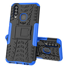 Funda Bumper Silicona y Plastico Mate Carcasa con Soporte JX1 para Vivo Y11 Azul