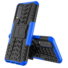 Funda Bumper Silicona y Plastico Mate Carcasa con Soporte JX1 para Vivo Y12A Azul