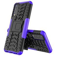 Funda Bumper Silicona y Plastico Mate Carcasa con Soporte JX1 para Vivo Y12A Morado