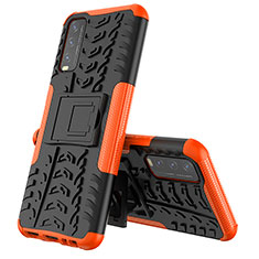 Funda Bumper Silicona y Plastico Mate Carcasa con Soporte JX1 para Vivo Y12G Naranja