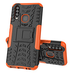 Funda Bumper Silicona y Plastico Mate Carcasa con Soporte JX1 para Vivo Y15 Naranja