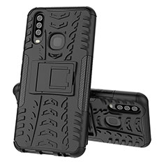 Funda Bumper Silicona y Plastico Mate Carcasa con Soporte JX1 para Vivo Y3s Negro