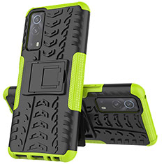 Funda Bumper Silicona y Plastico Mate Carcasa con Soporte JX1 para Vivo Y72 5G Verde