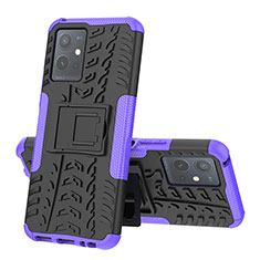 Funda Bumper Silicona y Plastico Mate Carcasa con Soporte JX1 para Vivo Y75 5G Morado