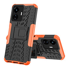 Funda Bumper Silicona y Plastico Mate Carcasa con Soporte JX1 para Vivo Y77 5G Naranja